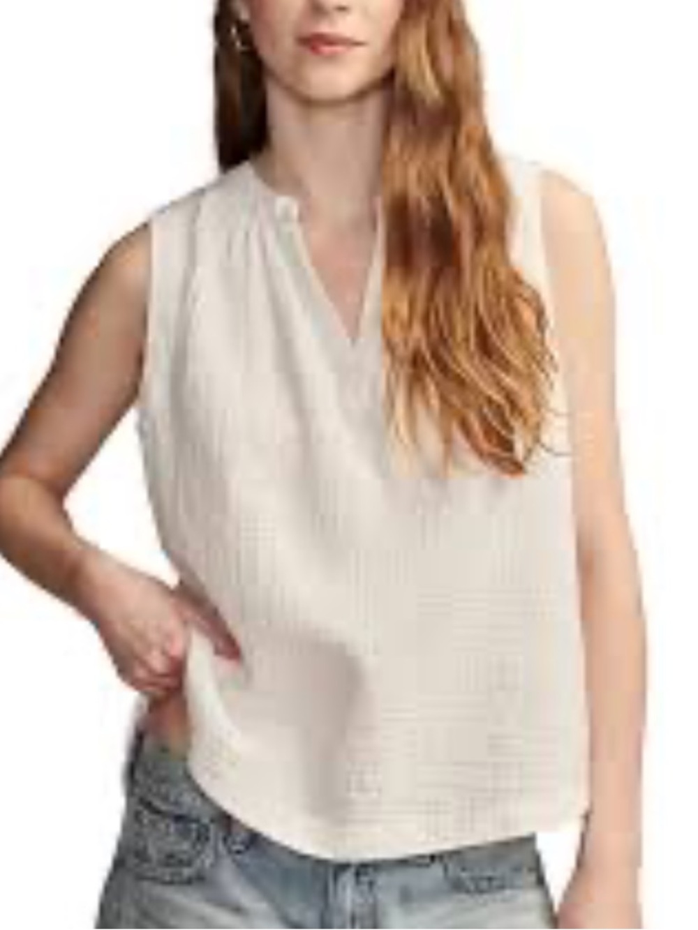 Lucky Brand peplum sleeveless crinkle cotton tank xs
